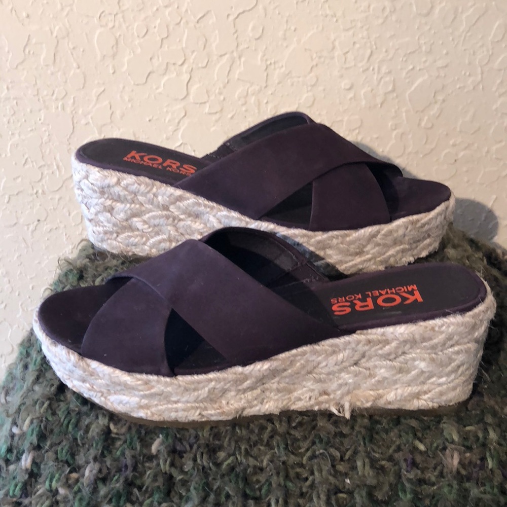 NIB KORS Michael Kors Suede & Jute Wedge 7 - Picture 2 of 5